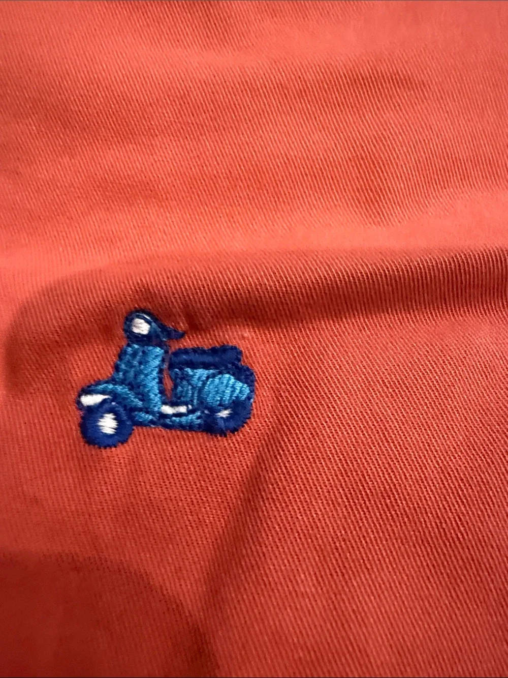 Daniel Cremieux Coral Flat-Front Shorts with Blue Scooter Embroidery